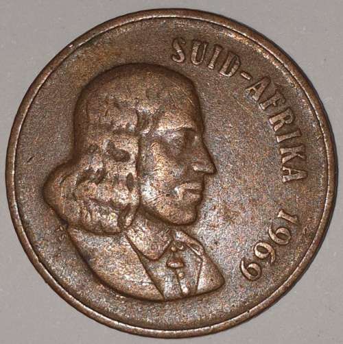 1969 AFR - 2 CENT COIN (TWO CENT COIN) - RSA - BRONZE - KM#66.2 - WILDEBEEST